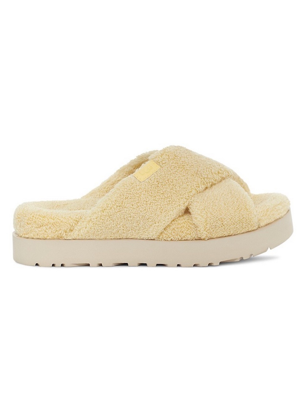 NEW❗️UGG Sugar Terry Cross-Band Slide Slipper Platform Shoe Banana Pudding